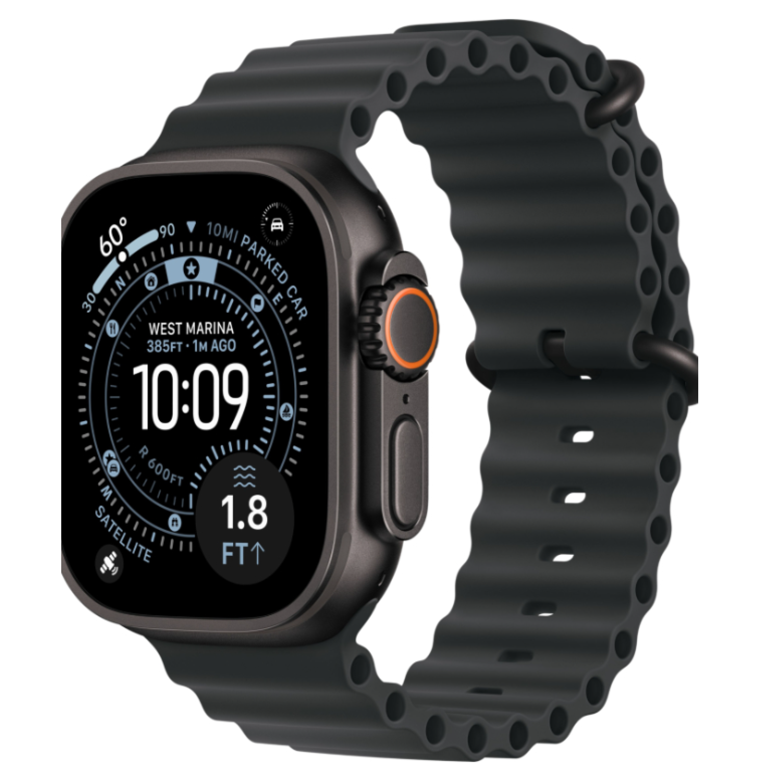 Часы Apple Watch Ultra 3, 49 мм, титан чёрного цвета, ремешок Ocean чёрного цвета (2025) class=