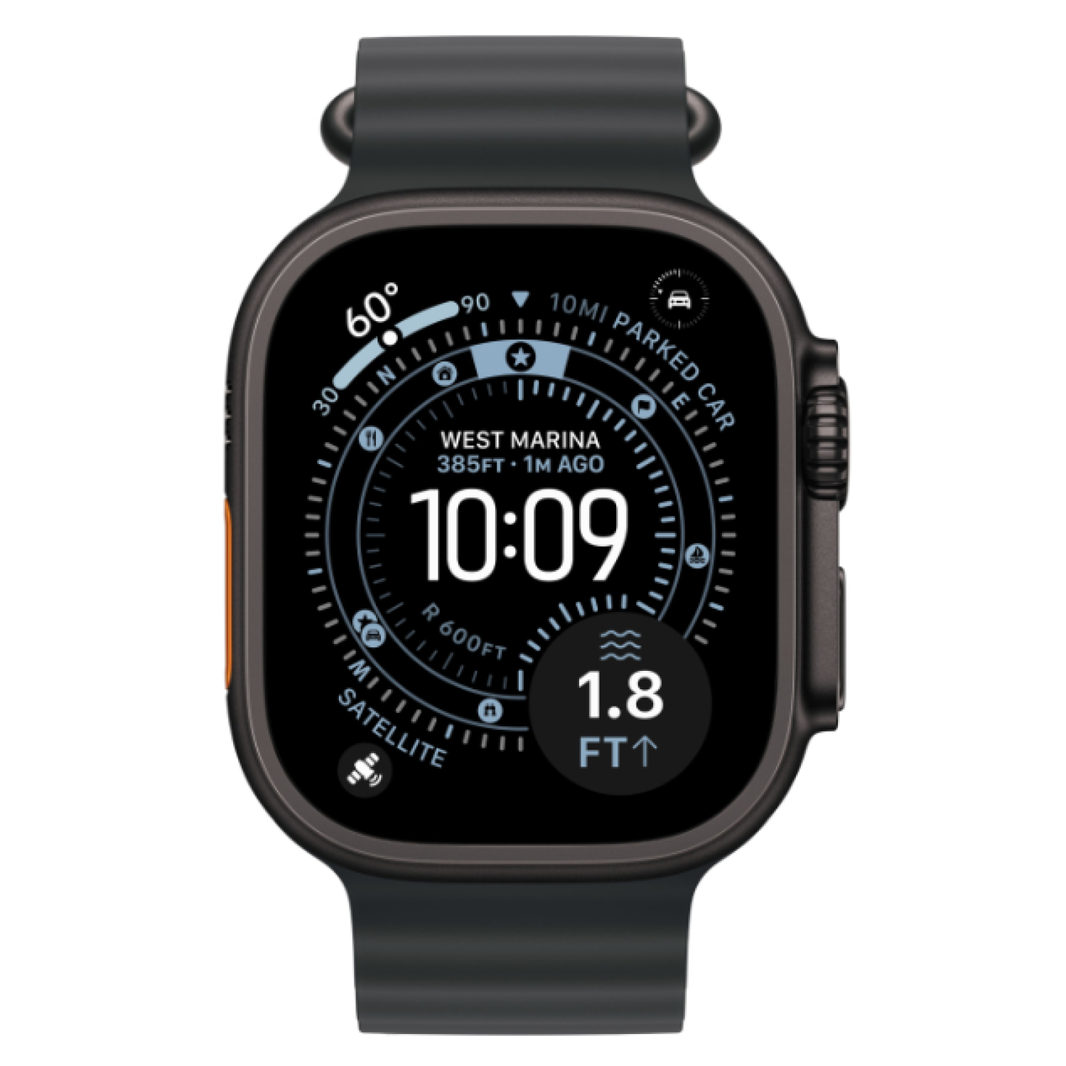 Часы Apple Watch Ultra 3, 49 мм, титан чёрного цвета, ремешок Ocean чёрного цвета (2025)