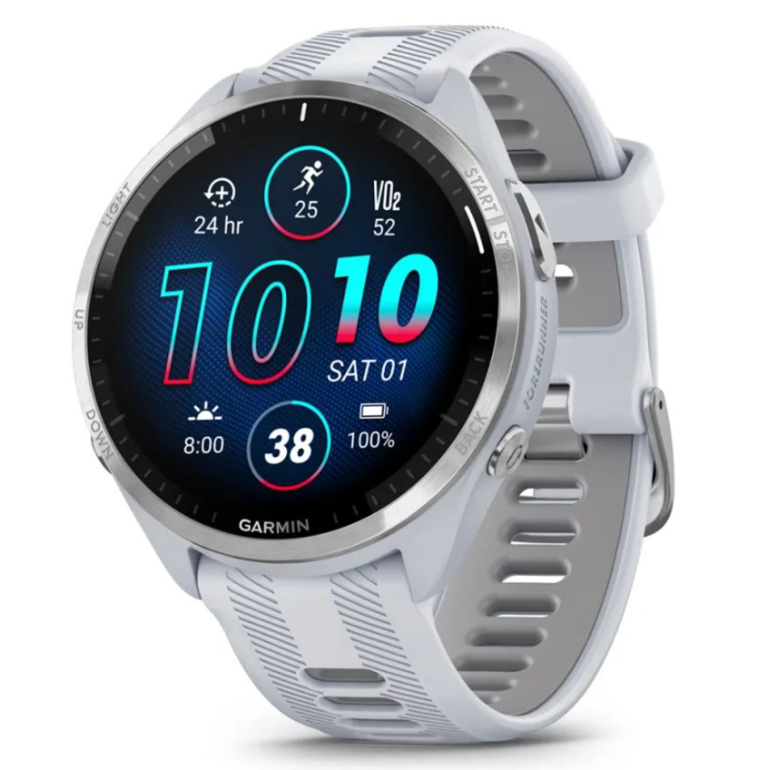 Garmin Forerunner 965 белые, титановый безель, с белым ремешком class=