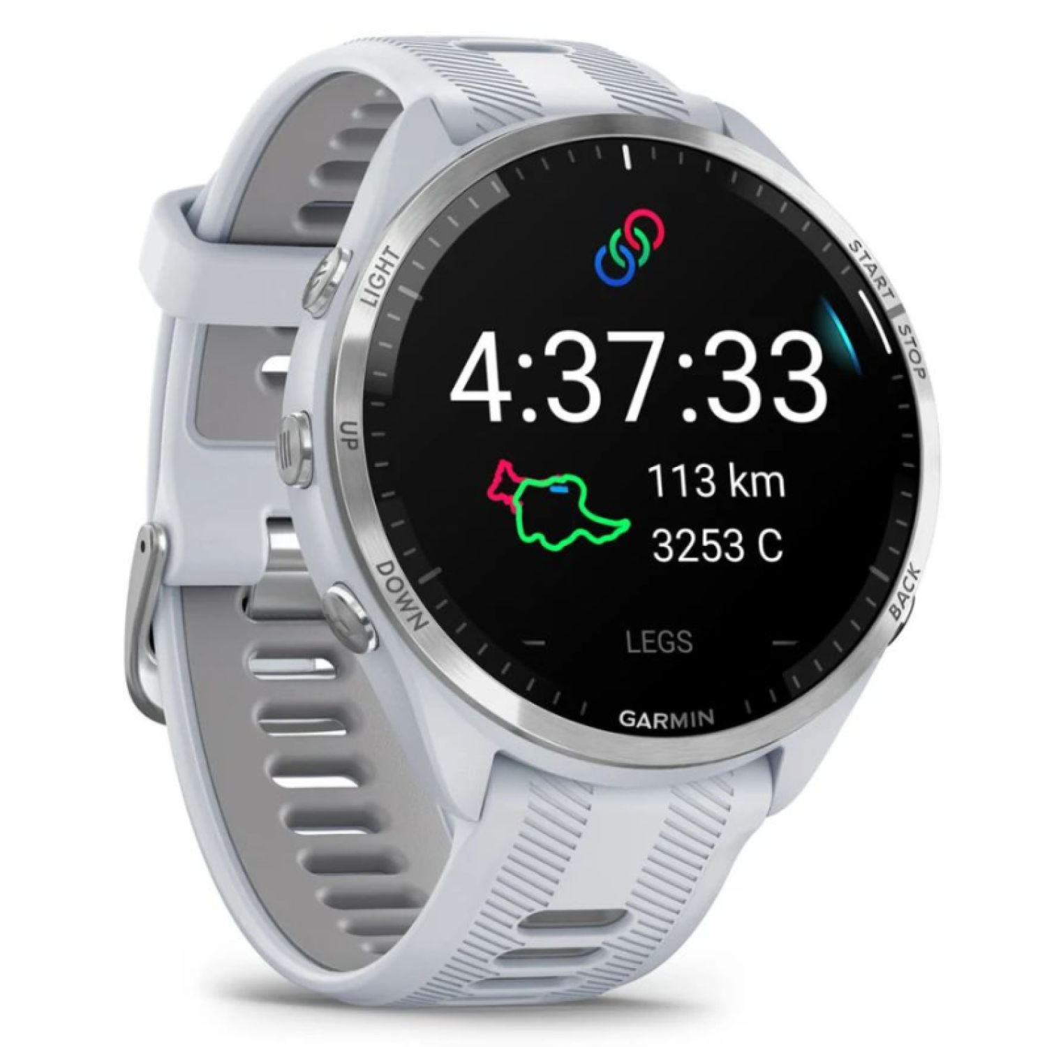 Garmin Forerunner 965 белые, титановый безель, с белым ремешком