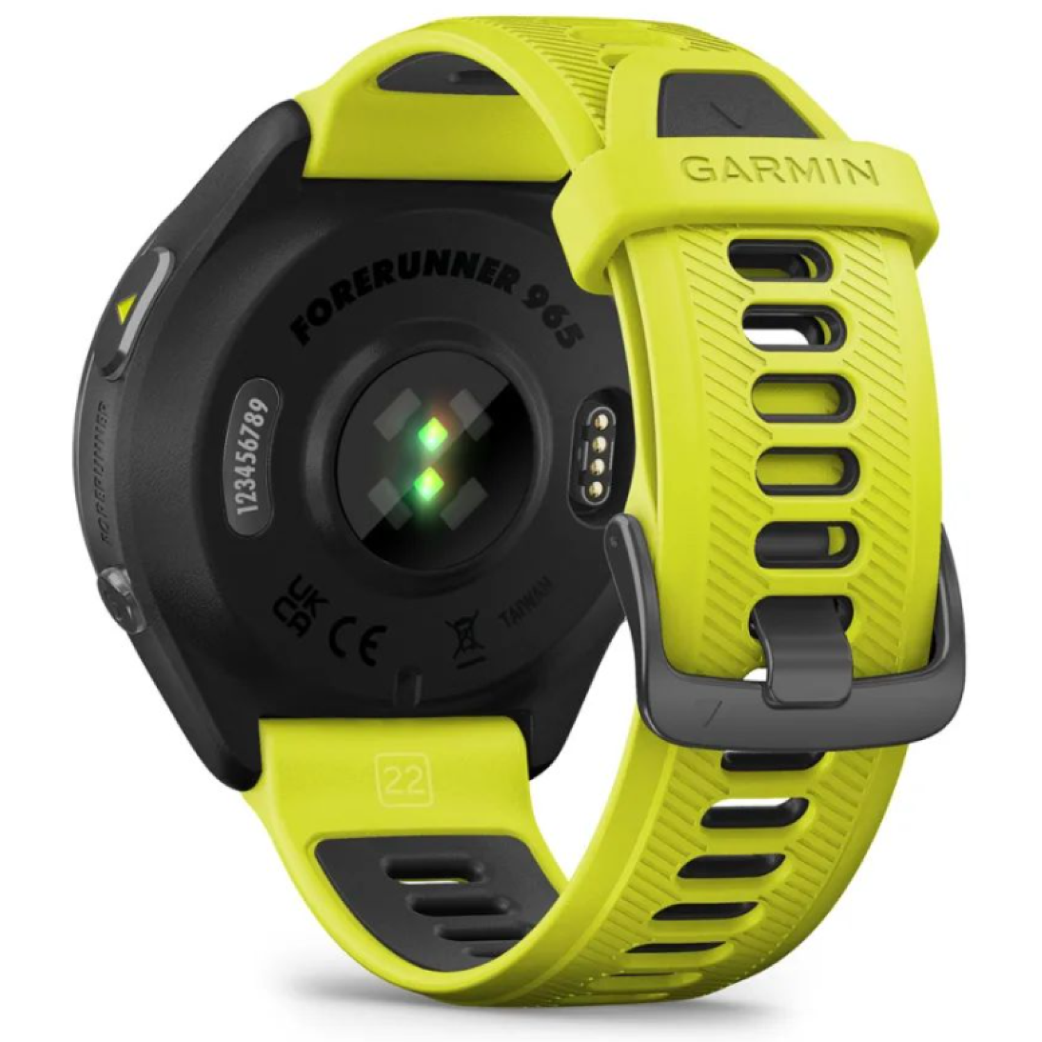 Garmin Forerunner 965 салатовые, темно-серый DLC титановый безель, с желто-черным ремешком