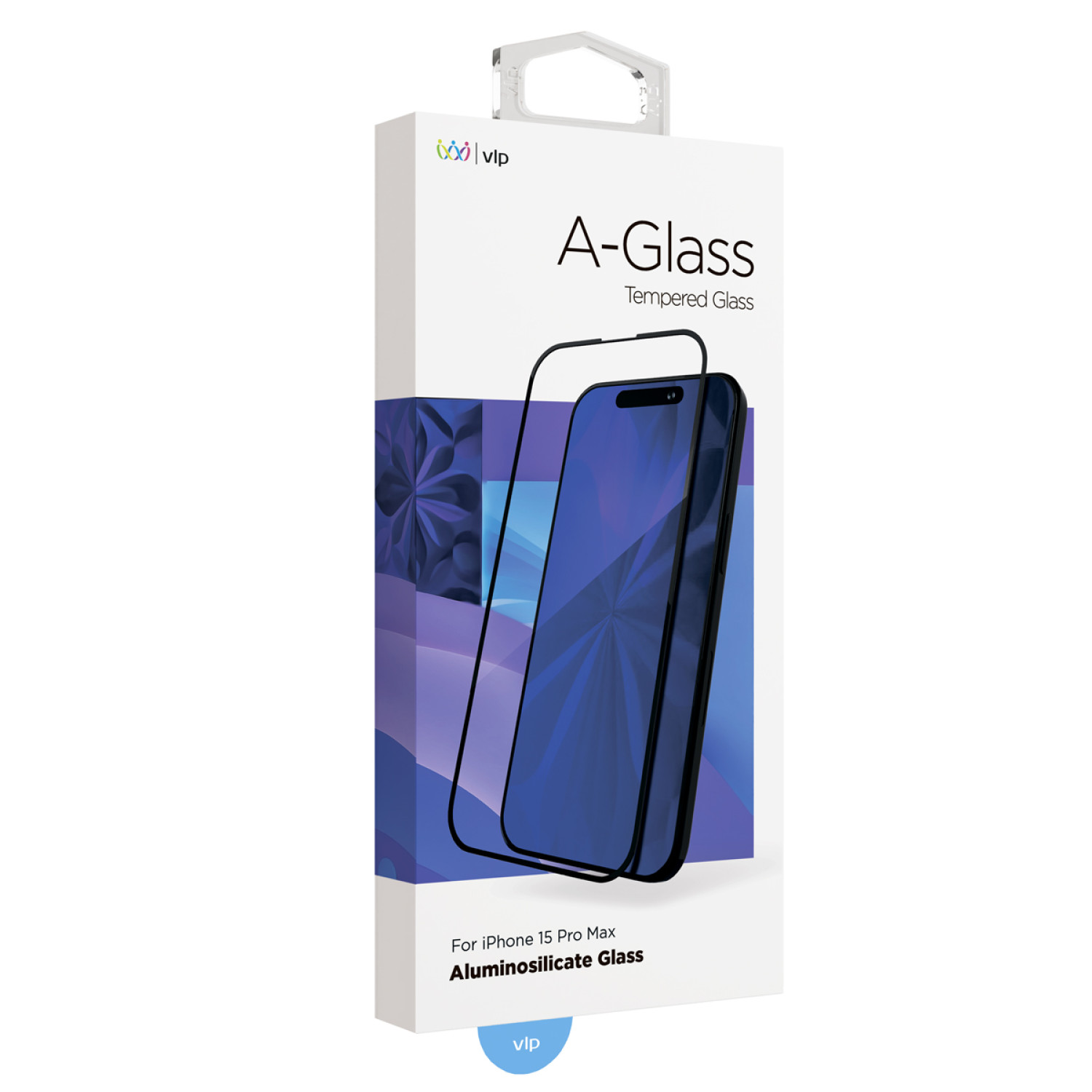 Стекло защитное 2.5D VLP A-Glass Защитное стекло для iPhone 15 Pro max с черной рамкой