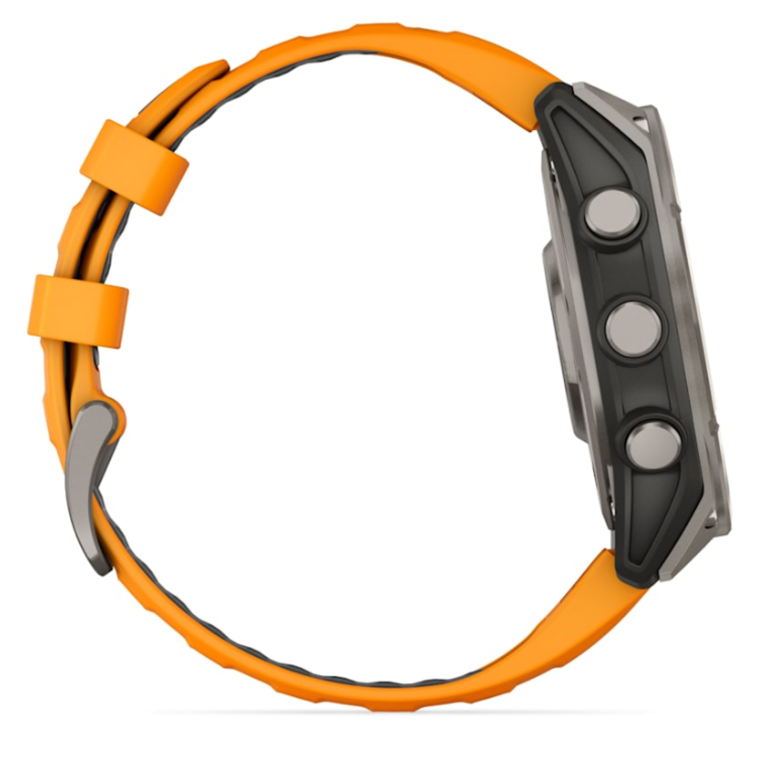 Garmin Fenix 8 - 47 мм, AMOLED, Sapphire Titanium, светло-серый, оранжевый силиконовый ремешок