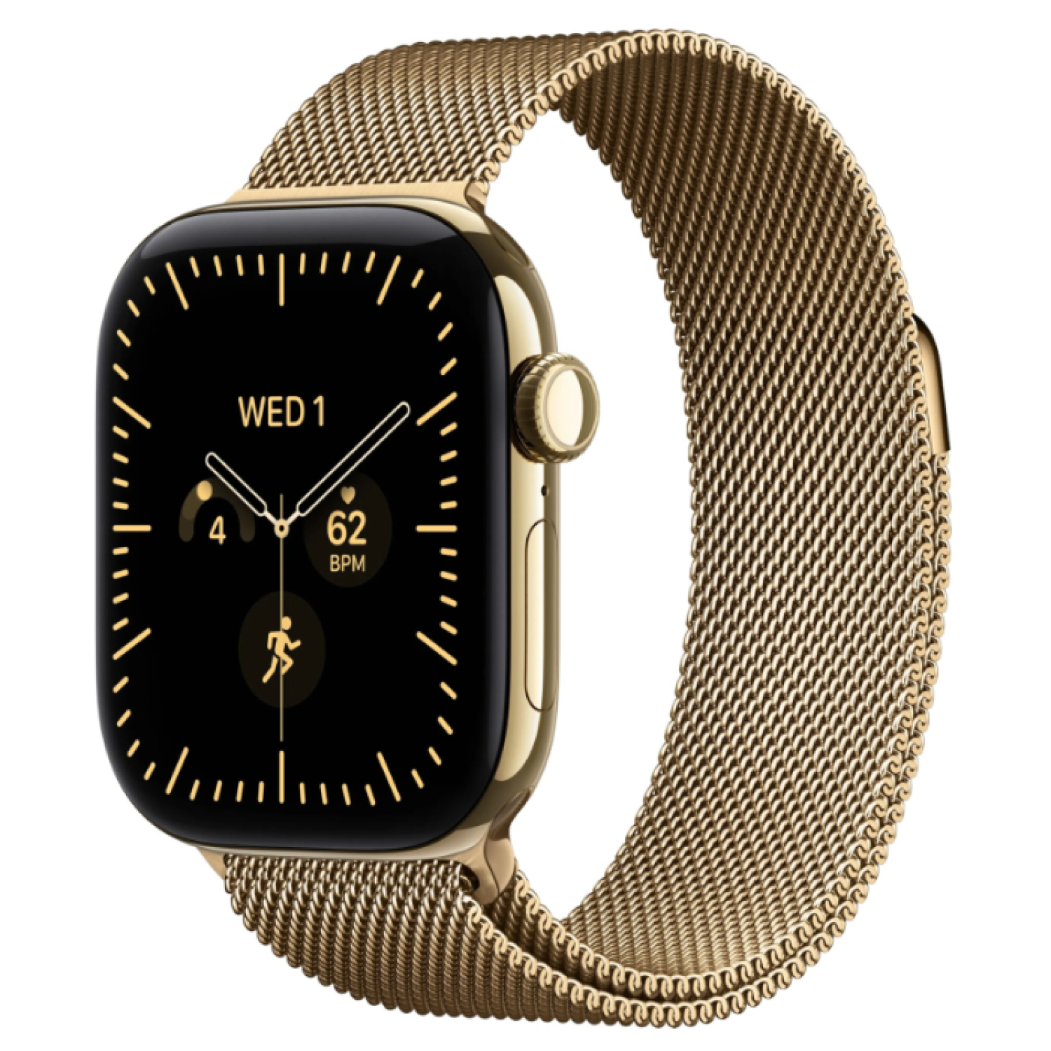 Apple Watch Series 12, 42 mm, GPS+Cellular, Radiant Gold Titanium, Radiant Gold Milanese Loop, M/L class=