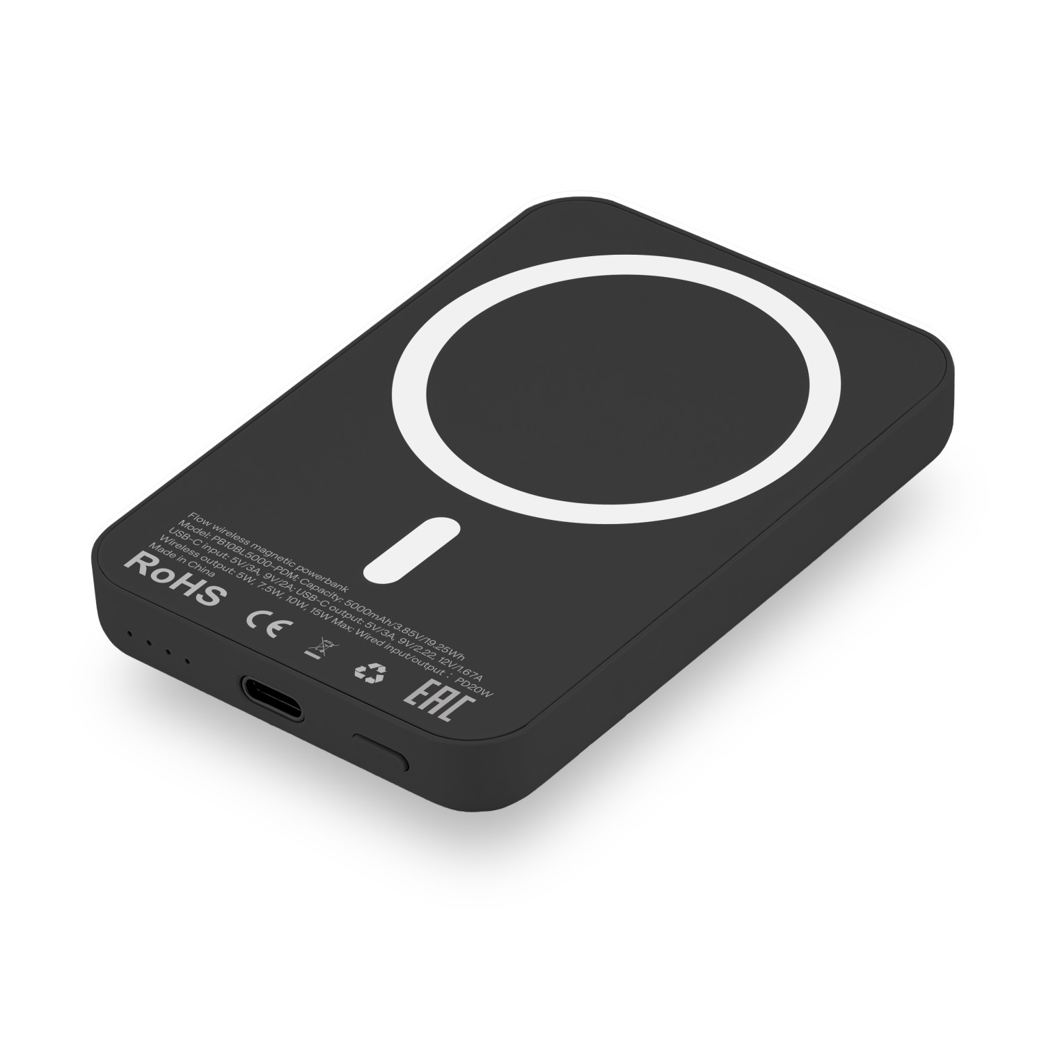 Внешний аккумулятор uBear Flow Magnetic Power bank 5000mAh, Черный