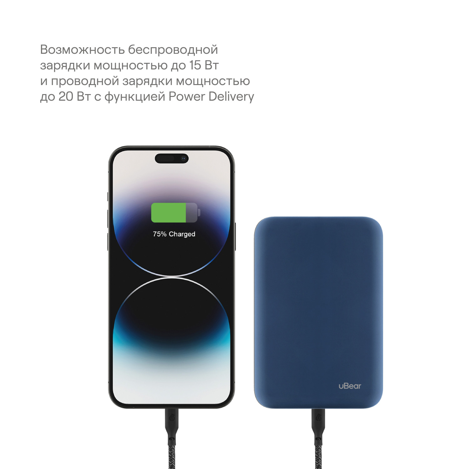 Внешний аккумулятор uBear Flow Magnetic Power bank 5000mAh, Синий 