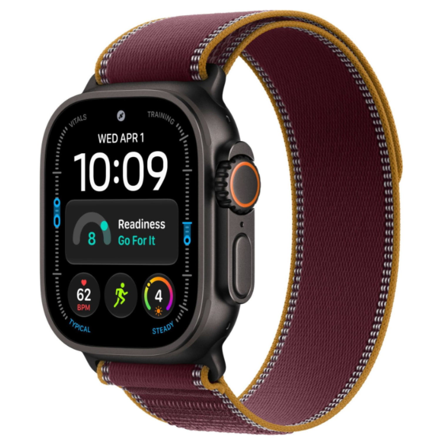 Apple Watch Ultra 4 GPS+Cellular, 49 мм, Black Titanium Burgundy Trail Loop M/L class=