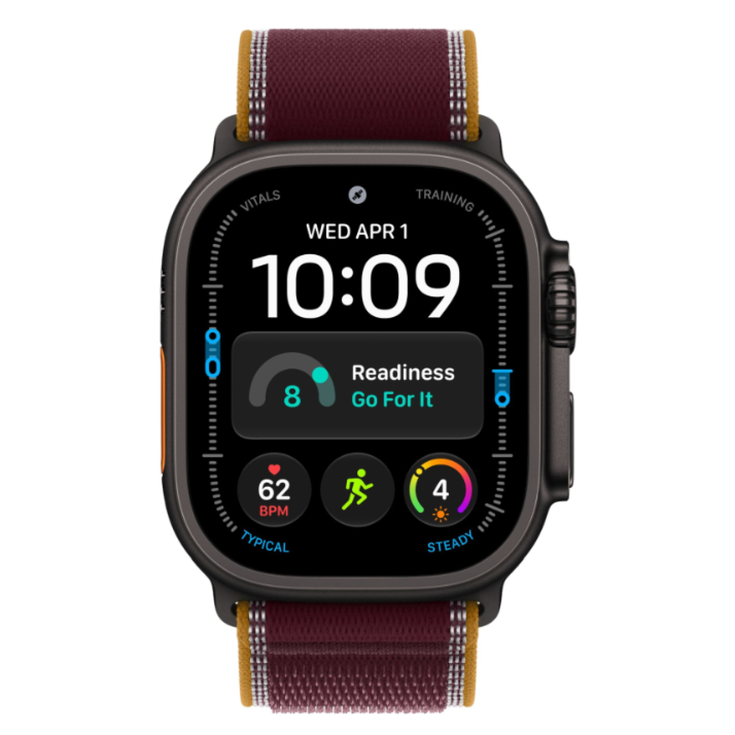 Apple Watch Ultra 4 GPS+Cellular, 49 мм, Black Titanium Burgundy Trail Loop M/L