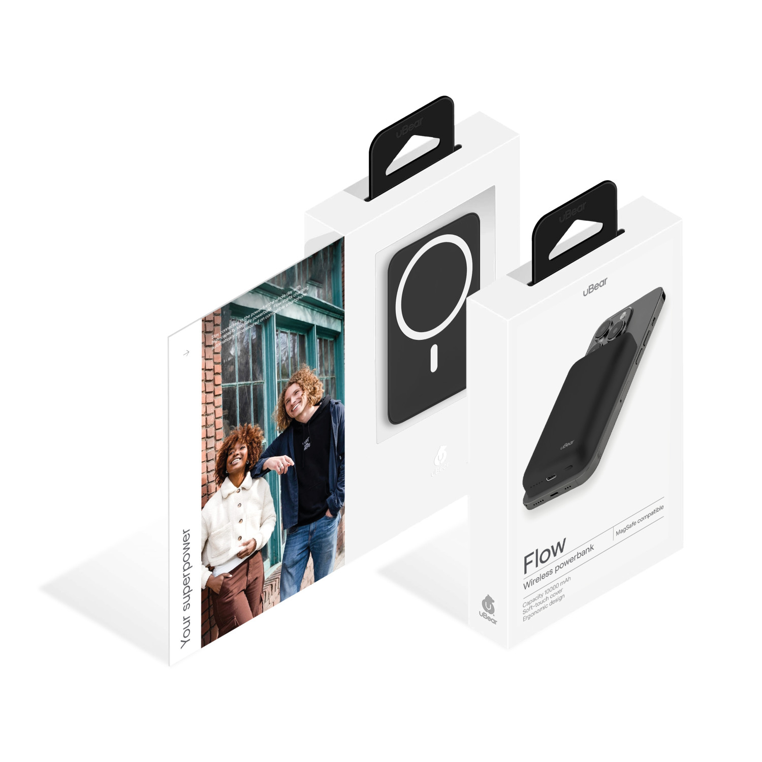 Внешний аккумулятор uBear Flow Magnetic Power bank 10000mAh,  Черный