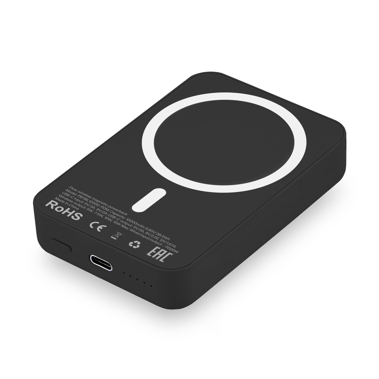 Внешний аккумулятор uBear Flow Magnetic Power bank 10000mAh,  Черный