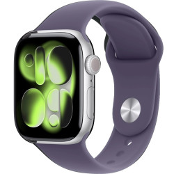 Часы Apple Watch Series 11, 42 мм, алюминий серебристого цвета, спортивный ремешок цвета «фиолетовый туман» S/M